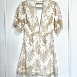 Beautiful Lace Dress plunged Neck and Back